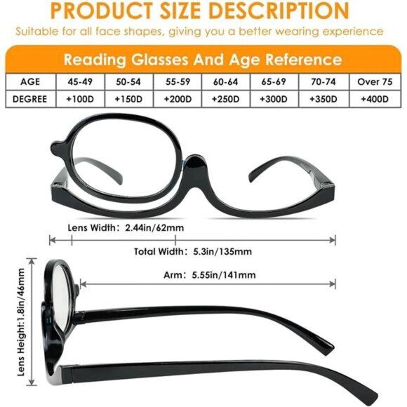 2-Pack Flip Lens Makeup Glasses – One-Eye Magnifier for Precise Eye Makeup X1.0 - Picture 2 of 5
